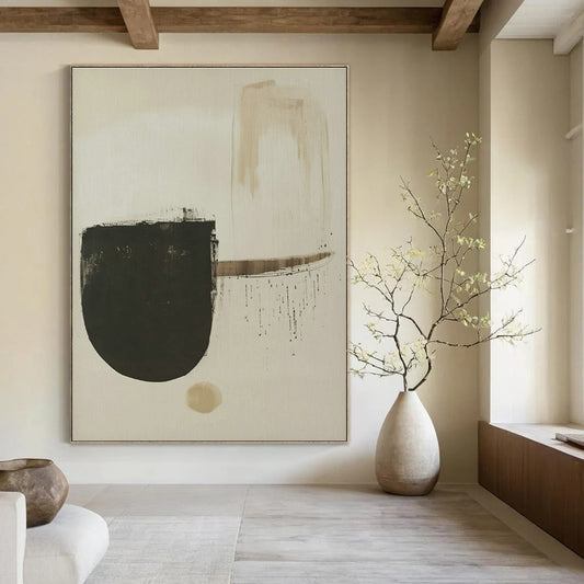 Black - Brown Minimalist Abstract Art for Industrial - Chic Loft & Art - Focused Library DLZ1832