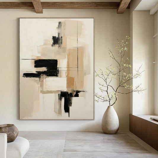 Neutral Geometric Abstract Art for Minimalist Office Reception & Scandinavian Living Room DLZ0843
