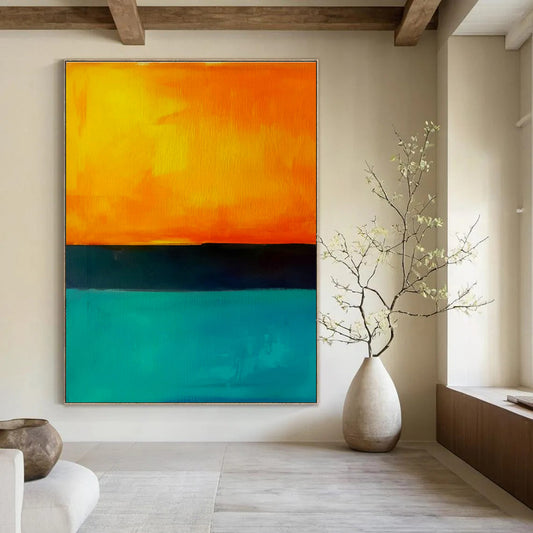 Orange - Teal Gradient Art for Coastal Restaurant & Art - Themed Home DLZ2098