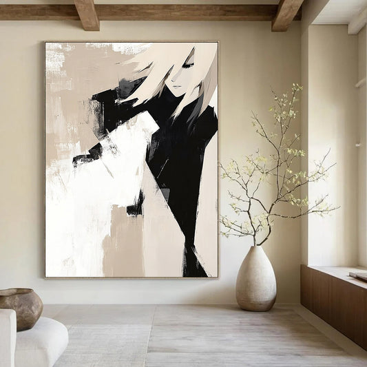 Beige and Black Abstract Character for Minimalist Home Office & Modern Studio STSC408