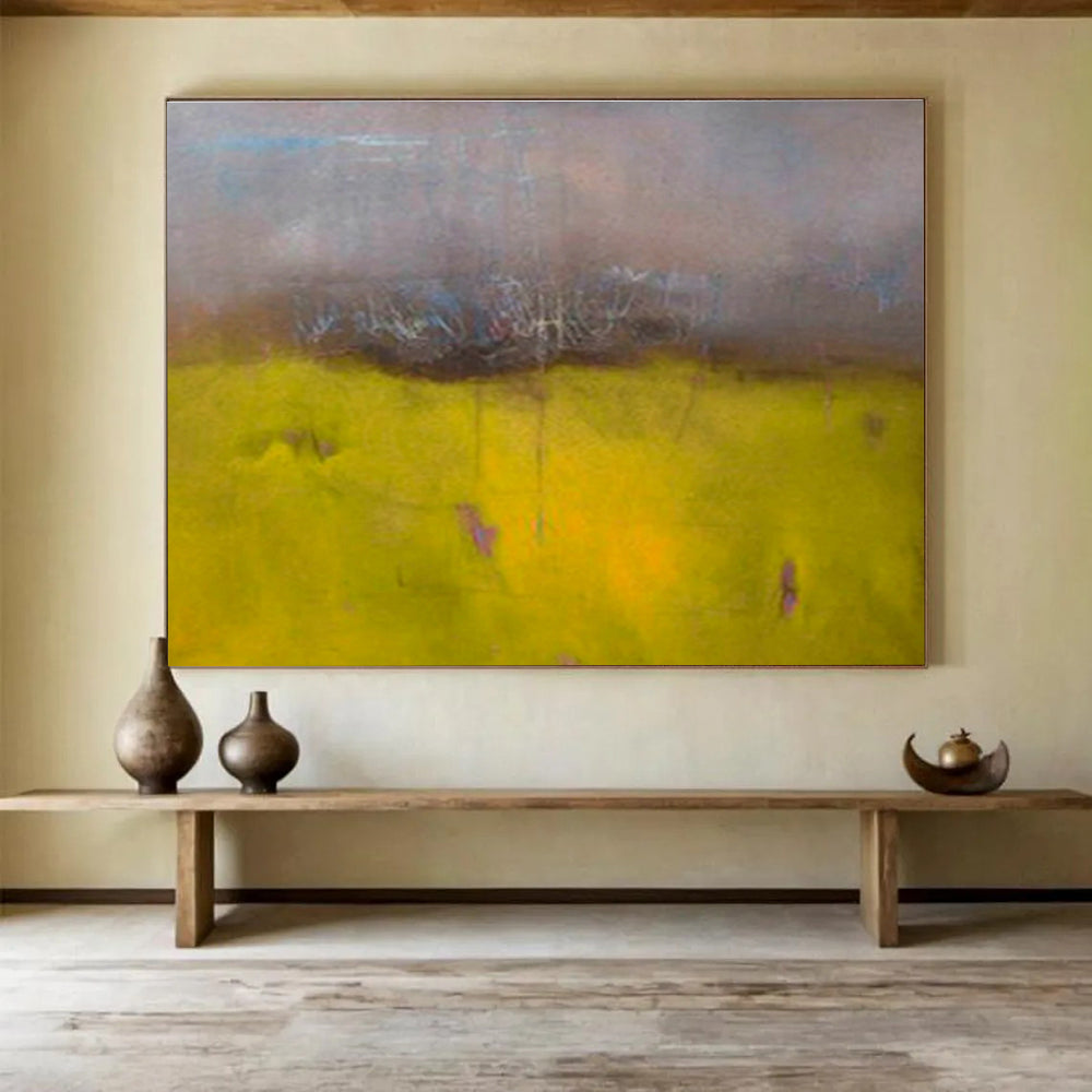 Yellow - Grey Hazy Landscape Art for Relaxing Living Room DLZ2763