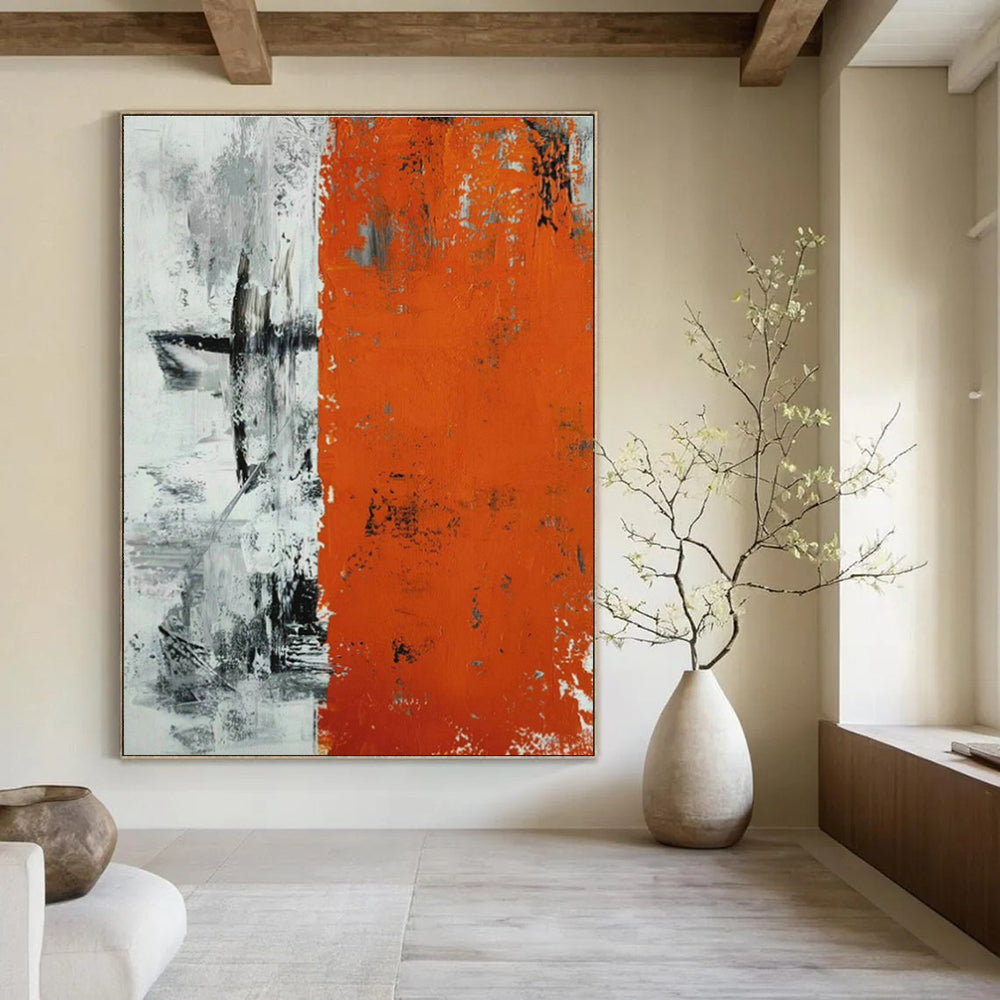 Orange - Grey Abstract Art for Living Room & Bedroom DLZ0494