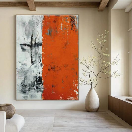 Orange - Grey Abstract Art for Living Room & Bedroom DLZ0494