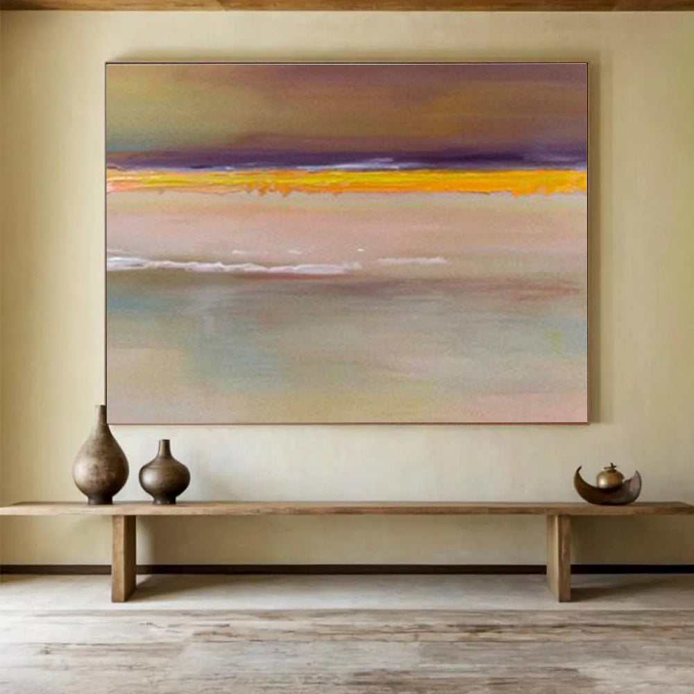 Yellow - Purple Minimalist Abstract Art for Calm Study DLZ2757