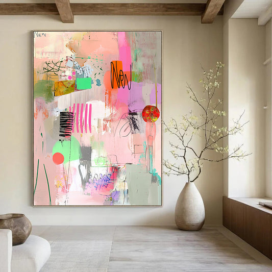 Colorful Abstract Collage for Bohemian Living Room & Creative Studio STSC649