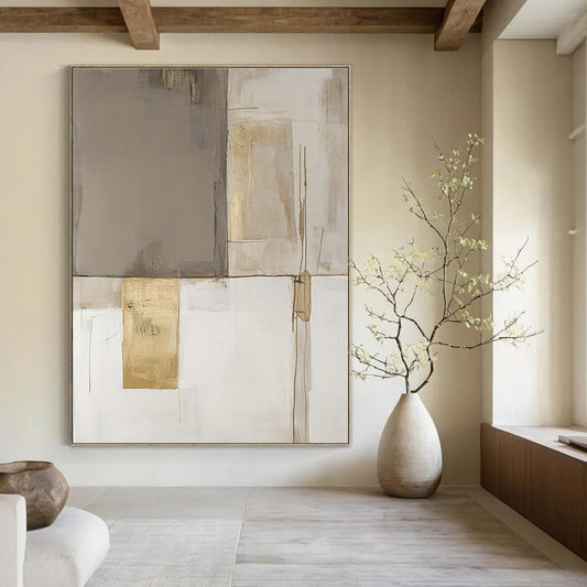 Beige and Gold Minimalist for Contemporary Art Space & Elegant Home Office STSC245