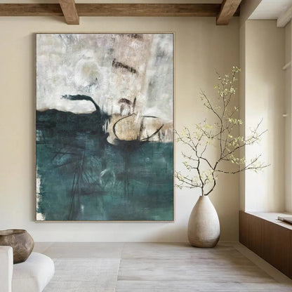 Dark Green - Grey - White Abstract Art for Living Room & Bedroom DLZ0503