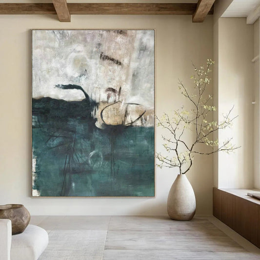 Dark Green - Grey - White Abstract Art for Living Room & Bedroom DLZ0503