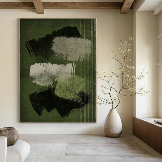 Expressive Green Brushstroke Art for Industrial - Style Loft & Artistic Workplace DLZ1379