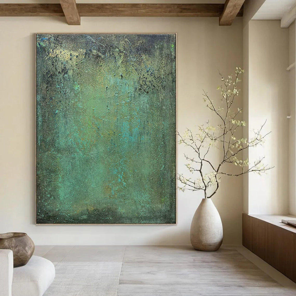 Teal - Green Textured Art for Eco - Friendly Home & Botanical Garden Center DLZ1486