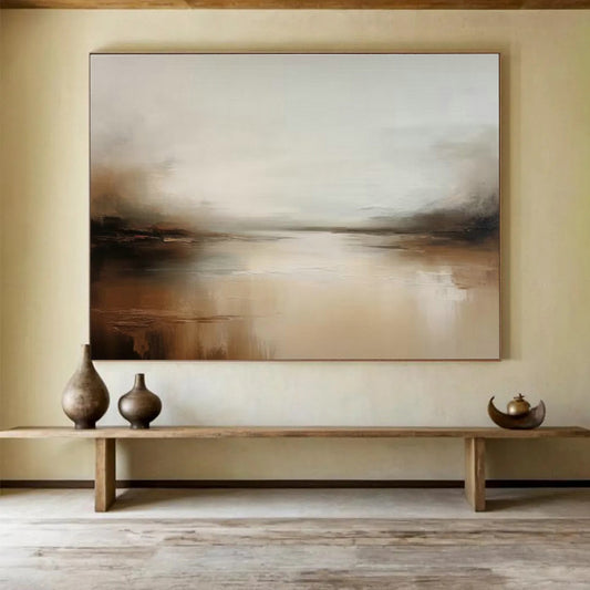 Soothing Warm - Brown River Abstract Art for Cozy Study Focus DLZ2705