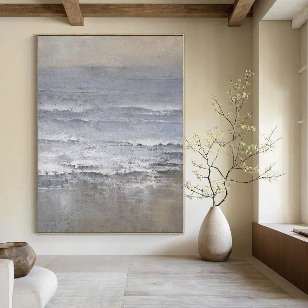Gray - White Abstract Sea Art for Nautical Home Office & Art - Focused Café DLZ2069
