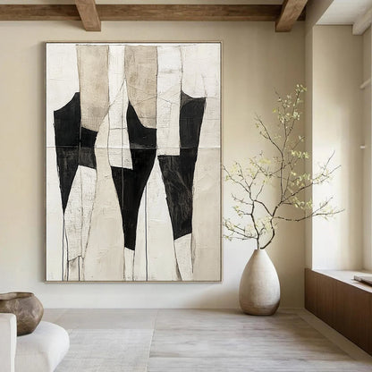 Black and Beige Patchwork Abstract for Industrial - Chic Loft & Contemporary Gallery STSC403