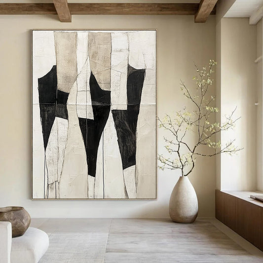 Black and Beige Patchwork Abstract for Industrial - Chic Loft & Contemporary Gallery STSC403
