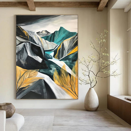 Abstract Mountain Landscape with River for Adventure - Themed Lodge & Modern Art Gallery STSC191