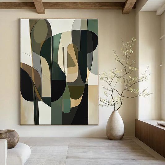 Geometric Green and Brown Abstract for Botanical - Themed Spa & Eco - Friendly Boutique STSC794