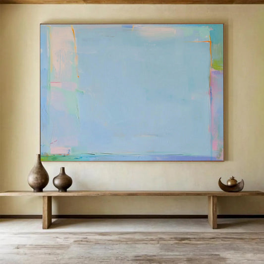 Light Blue Minimalist Abstract Art for Serene Bedroom DLZ2876