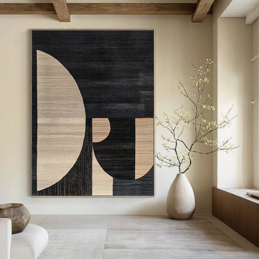 Geometric Black and Beige for Contemporary Art Space & Modern Minimalist Home STSC1169
