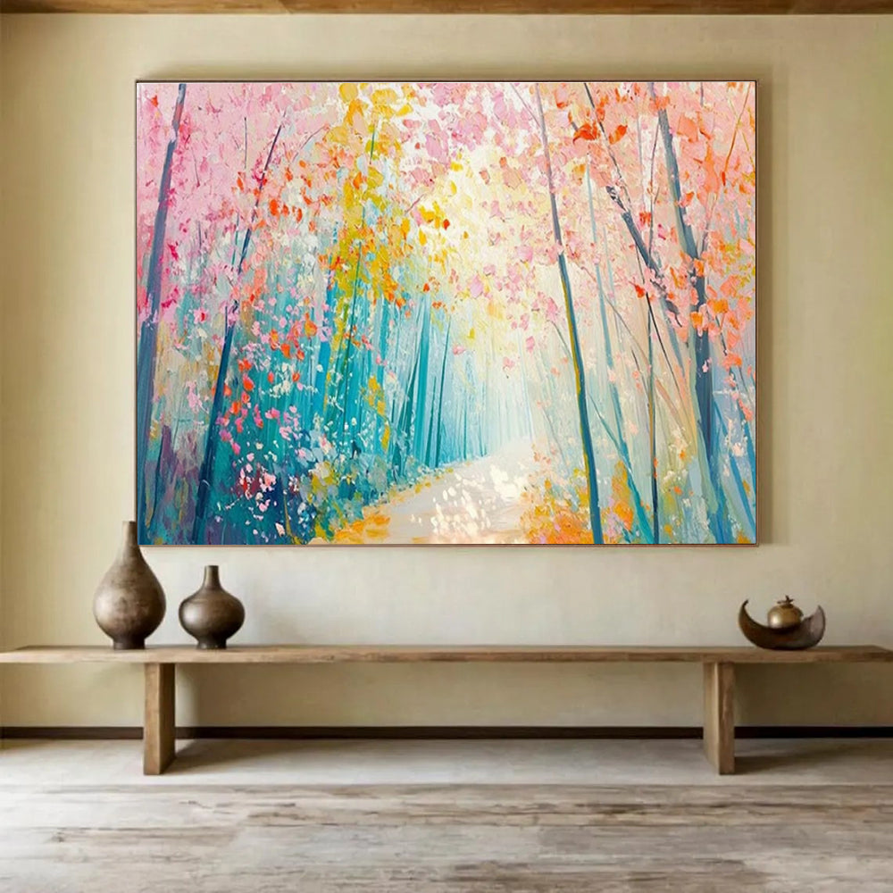 Pink Forest Path Art for Romantic Bed - and - Breakfast Morning Nooks DLZ3198