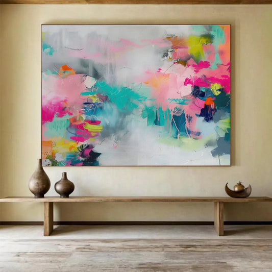Pink - Blue Abstract Color Art for Chic Boutique Café DLZ2859