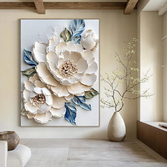 Textured White Flowers for Luxury Spa & Elegant Home Entryway STSC366