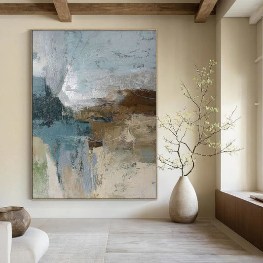Blue - Brown Abstract Art for Living Room & Office DLZ0400