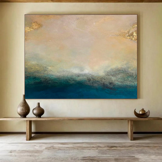 Gold - Accented Sea View Art for Luxury Yacht Club VIP Lounges DLZ3154