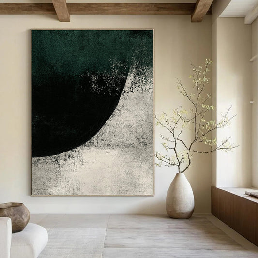 Dark Green and Black Abstract for Modern Art Studio & Dramatic Entryway STSC524