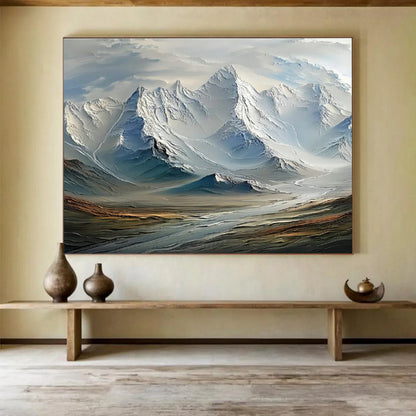 Majestic Snow - Capped Mountain Art for Luxury Ski Resort Lobbies DLZ3112