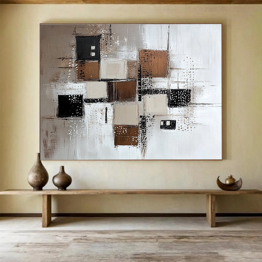 Brown and Gray Geometric Abstract Art for Industrial - Style Loft & Contemporary Art Gallery SC213