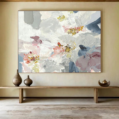 Delicate Pink - White Floral Abstract Art to Craft a Charming and Romantic Bedroom Escape DLZ2788