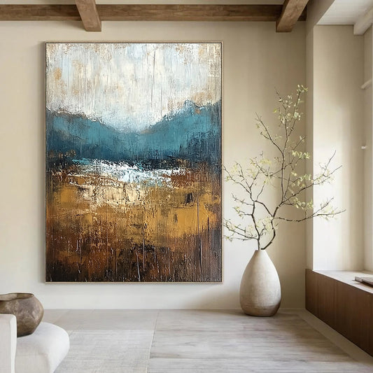 Textured Mountain Landscape Art for Rustic Cabin & Art Gallery Corner STSC093