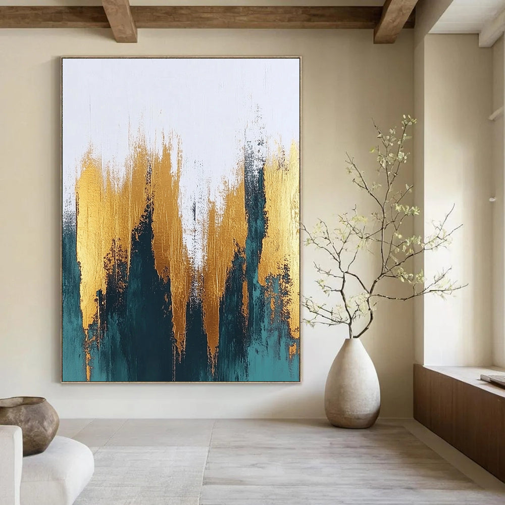Luxe Gold - Teal Abstract Art for Dining Room & Boutique STSC062