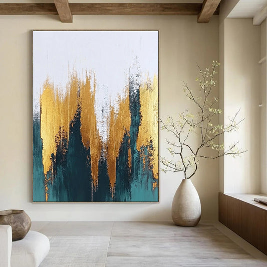 Luxe Gold - Teal Abstract Art for Dining Room & Boutique STSC062