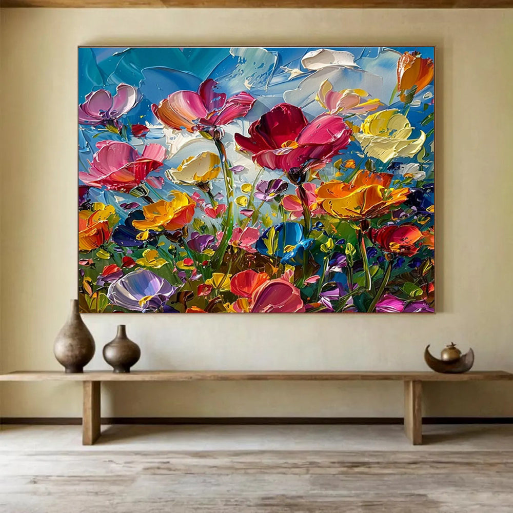 Colorful Flower Oil Painting for Bohemian - Style Garden Party Venues DLZ3178