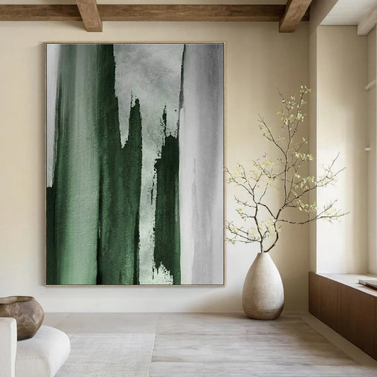 Dark Green Ink - Wash Abstract Art for Zen Study & Asian - Inspired Restaurant DLZ1240