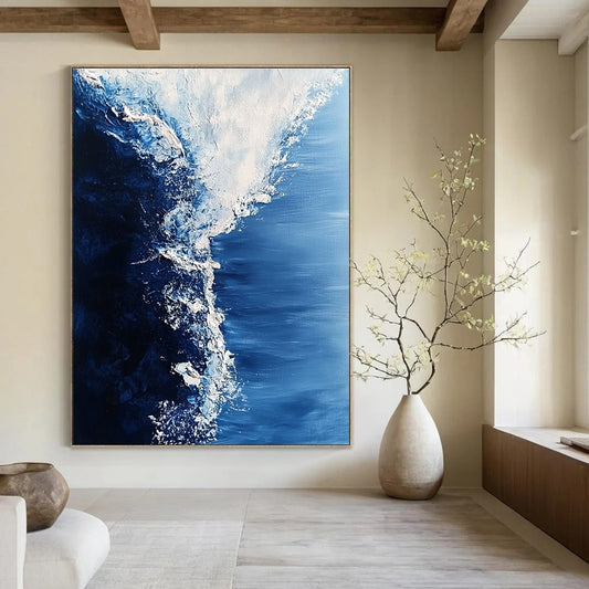 Textured Blue Ocean Waves for Nautical Restaurant & Coastal Home Office STSC348