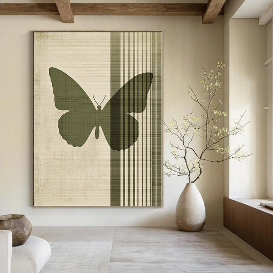 Green Butterfly Silhouette for Bohemian - style Garden Room & Nature - loving Home Entryway STSC1009
