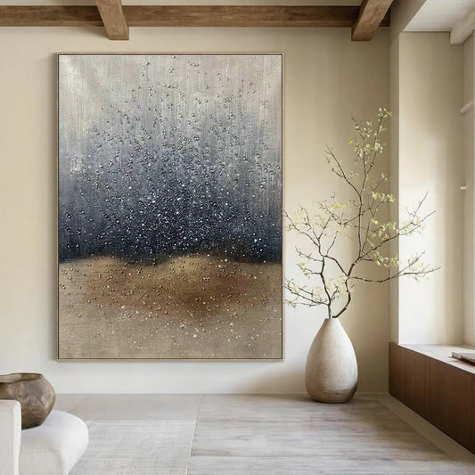 Silver - Grey Raindrop Abstract Art for Living Room & Bedroom DLZ0529