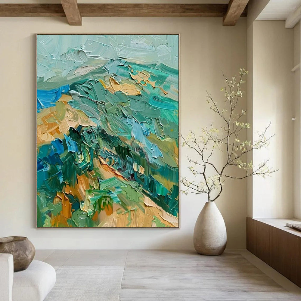 Textured Mountain Impasto Art for Ski Lodge & Adventure - Themed Office DLZ1465