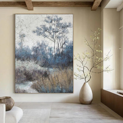 Blue - Toned Forest Landscape Art for Nature - Inspired Yoga Studio & Rustic Cabin DLZ2158