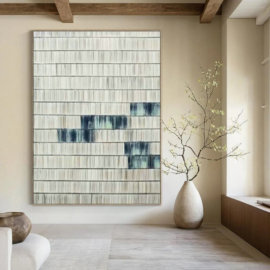 Gray - White Striped Art for Modern Office Meeting Room & Minimalist Home Library DLZ1040