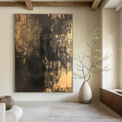 Black and Gold Textured Abstract for Luxury Bedroom & Art Gallery Corridor STSC855