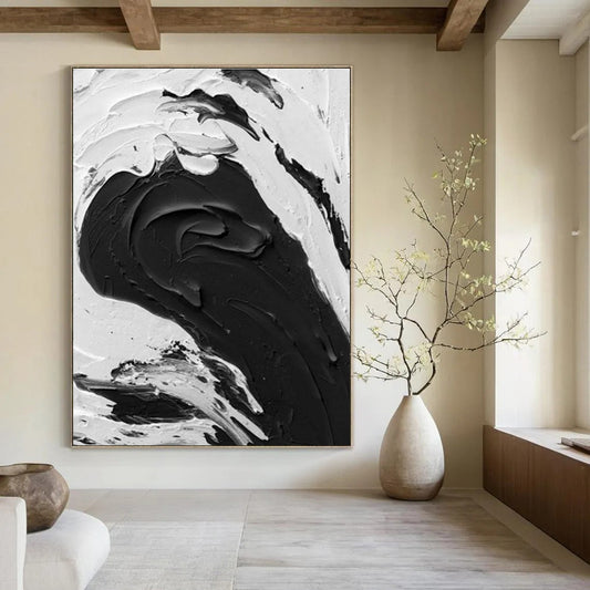 Black - White Dynamic Texture Art for Contemporary Art Space & Fashion Boutique DLZ2379