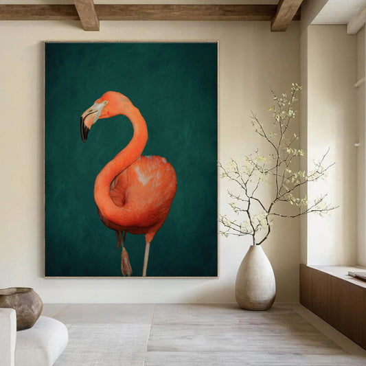 Elegant Flamingo Portrait Wall Art for Bedroom & Living Room DLZ0390