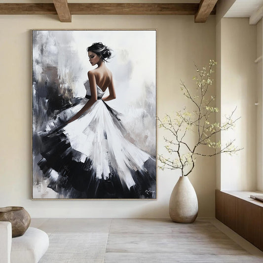 Elegant Woman in White Gown Art for Luxury Bridal Boutique & Romantic Bedroom STSC1363