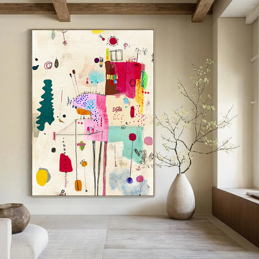 Colorful Abstract Collage Art for Creative Coworking Space & Bohemian - Style Gallery STSC934