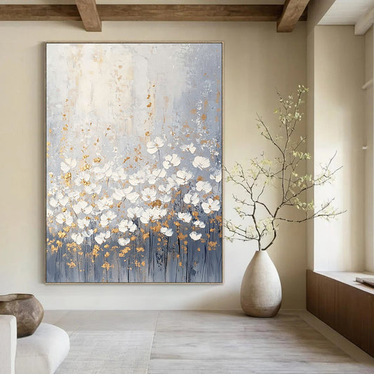 Gray and Gold Floral Abstract for Luxury Bedroom & Sophisticated Lounge STSC318