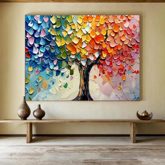 Colorful Tree Palette Knife Art for Modern Art Gallery Feature Walls DLZ3182
