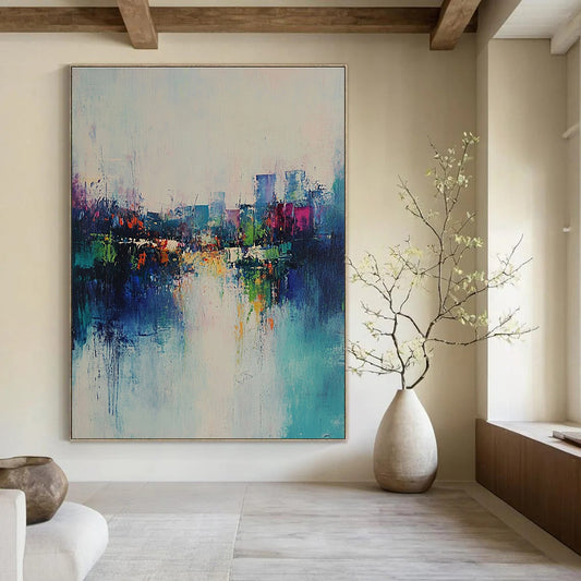 Abstract Cityscape with River for Modern Living Room & Travel - Lover’s Lounge STSC562